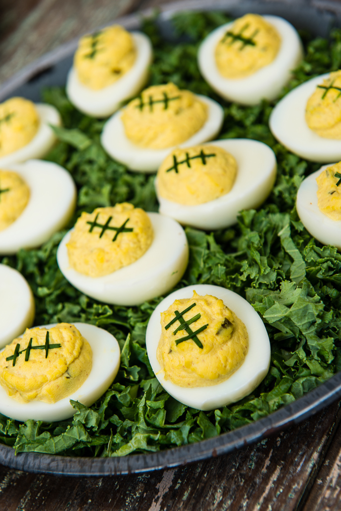 Football Deviled Eggs from Everyday Good Thinking, the official blog of @HamiltonBeach